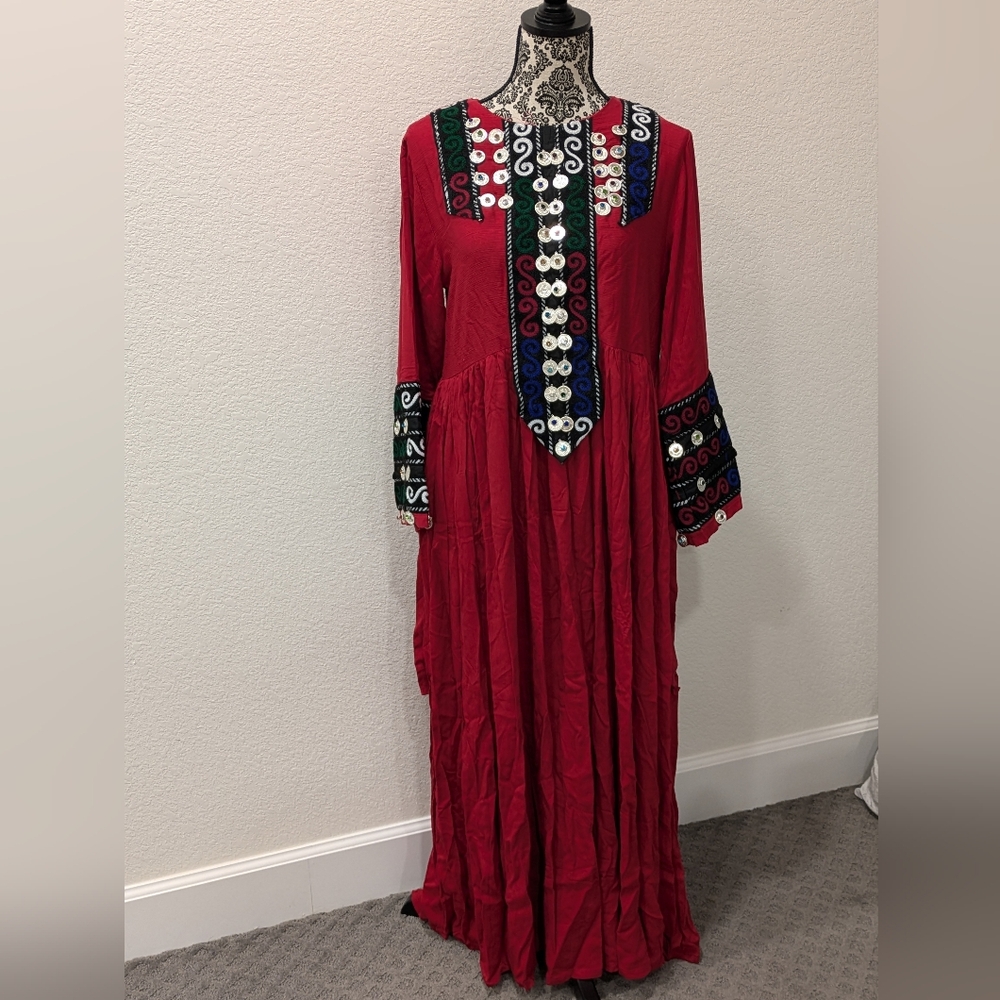 New Afghan Red Maxi Dress